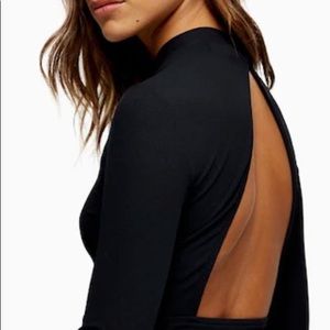 Topshop petite Black open back bodysuit **new with tags** US 2
